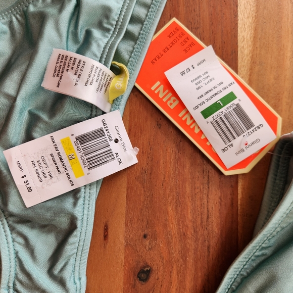 NWTGianni Bini Bikini tie front cap sleeve Fan Favs Large top Medium bottom Aloe - Picture 4 of 4